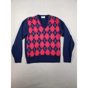 VTG Pinnacle Sweater Mens Medium Blue Long Sleeve V-Neck Comfort Casual Pullover